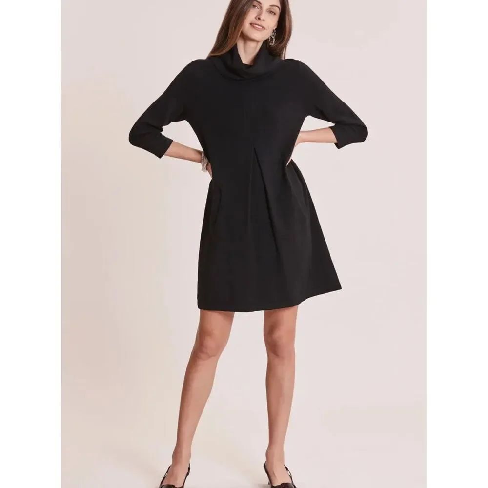 TYLER BOE KIM COTTON CASHMERE COWL NECK DRESS BLACK